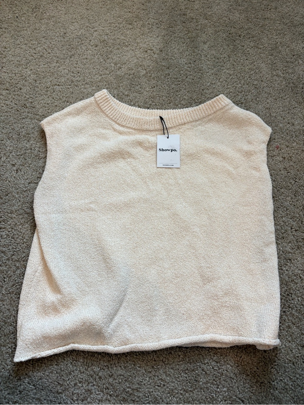 Showpo. Neutral Cream Knit Tank Top